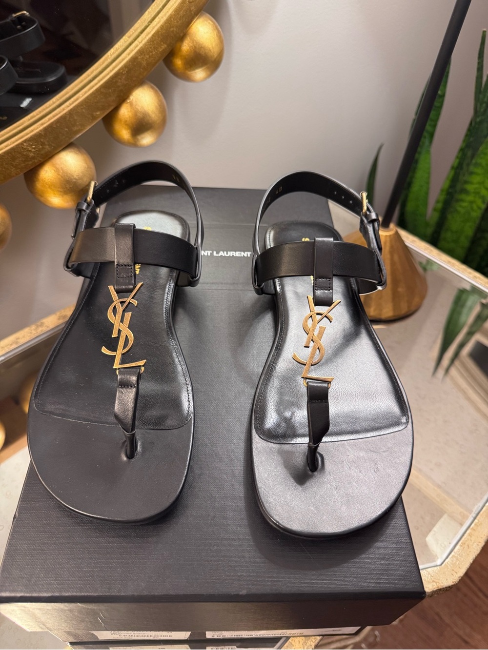 AUTHENTIC SAINT LAURENT
Leather Cassandra Sandals - Size EU 40 / US 10